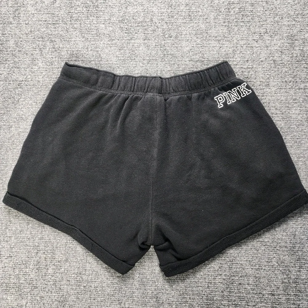 VICTORIAS SECRET PINK Shorts S Black‎ BLING Hawaii Rhinestone Sparkly Logo Y2K - Picture 3 of 9